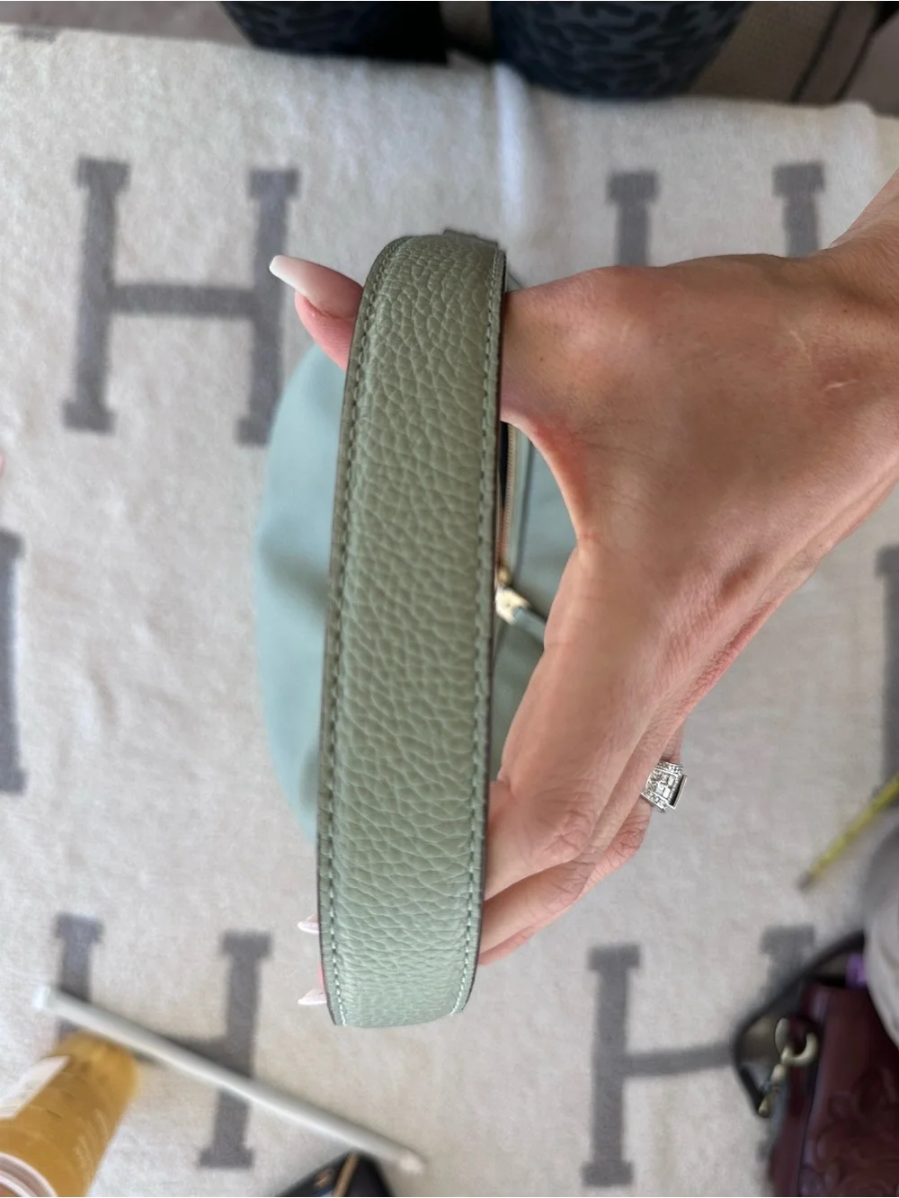 kate spade Pebbled Leather Shoulder Hobo in blue Sage color